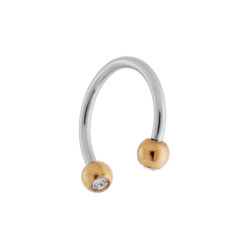 BODY PIERCING CIRCULAR BARBELL MM 13 CON PALLINE COLORE ROSA MM 3 CON CRYSTAL BIANCHI IN ACCIAIO CHIRURGICO