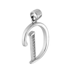 CIONDOLO LETTERA NOME INIZIALE CON ZIRCONI BIANCHI IN ARGENTO 925 GALVANICA RODIO