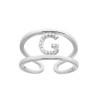 ANELLO FASCIONE A DOPPIO GAMBO CON LETTERA INIZIALE CON ZIRCONI BIANCHI IN ARGENTO 925 GALVANICA RODIO