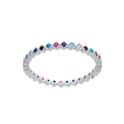ANELLO ETERNITY VERETTA CON ZIRCONI MULTICOLOR IN ARGENTO 925 GALVANICA RODIO