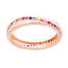 ANELLO FASCIA CON FILO ETERNITY DI ZIRCONI RAINBOW MULTICOLOR IN ARGENTO 925 GALVANICA ROSA