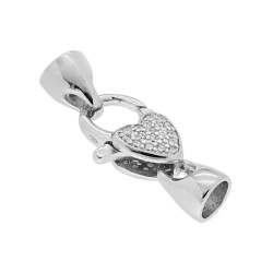 CHIUSURA GIOIELLO CUORE A PAPPAGALLO CON ZIRCONI BIANCHI IN ARGENTO 925 GALVANICA RODIO