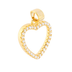 CIONDOLO CUORE CON ZIRCONI BIANCHI IN ARGENTO 925 GALVANICA ORO