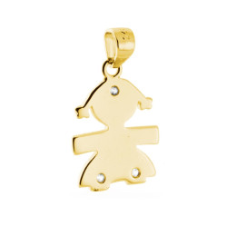 CIONDOLO BIMBA CON ZIRCONI BIANCHI IN ARGENTO 925 GALVANICA ORO