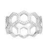 ANELLO FASCIA NIDO DI APE CON CUBIC ZIRCONIA BIANCHI IN ARGENTO 925 GALVANICA RODIO