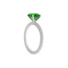 ANELLO SOLITARIO CON ZIRCONE VERDE SMERALDO E ZIRCONI BIANCHI IN ARGENTO 925 GALVANICA RODIO