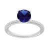ANELLO SOLITARIO CON CUBIC ZIRCONIA BLU ZAFFIRO E ZIRCONI BIANCHI IN ARGENTO 925 GALVANICA RODIO