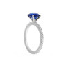 ANELLO SOLITARIO CON CUBIC ZIRCONIA BLU ZAFFIRO E ZIRCONI BIANCHI IN ARGENTO 925 GALVANICA RODIO