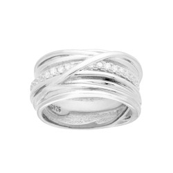 ANELLO MULTIFILO CON ZIRCONI BIANCHI MM 1.5 IN ARGENTO 925 GALVANICA RODIO