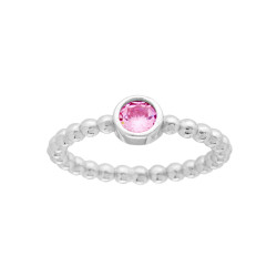 ANELLO PALLINATO CON ZIRCONE ROSA IN ARGENTO 925 GALVANICA RODIO