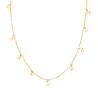 COLLANA CATENA ROLO DIAMANTATA CON STELLE PLAIN PENDENTI E CRYSTAL ROSA IN ARGENTO 925 GALVANICA ORO