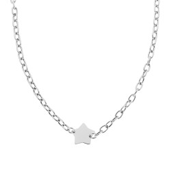 COLLANA CATENA FORZATINA CM 45 CON STELLA PLAIN IN ARGENTO 925 GALVANICA RODIO