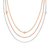 COLLANA TRE FILI CATENA COREANA DIAMANTATA CON CUORI LISCI IN ARGENTO 925 GALVANICA ORO RODIO E ROSA