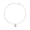 CAVIGLIERA CATENA GRUMETTA CON MONETA PENDENTE IN ARGENTO 925 GALVANICA RODIO