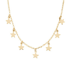 COLLANA CATENA ROLO DIAMANTATA CON STELLE PLAIN PENDENTI IN ARGENTO 925 GALVANICA ORO