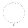 CAVIGLIERA CATENA VENEZIANA DIAMANTATA CM 24+3 CON BIMBA SMALTO ROSA IN ARGENTO 925 GALVANICA RODIO