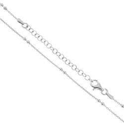 CATENA FORZATINA SEZIONE MM 1 CON PALLINE 2.2 MM LUNGHEZZA CM 45+5 IN ARGENTO 925 GALVANICA RODIO