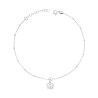 CAVIGLIERA CATENA FORZATINA CON PALLINE MM 2 DIAMANTATE E FARFALLA PENDENTE IN ARGENTO 925 GALVANICA RODIO