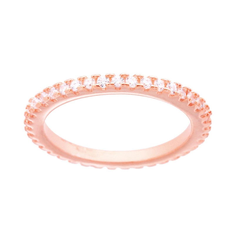 ANELLO ETERNITY VERETTA A GIRO CON CUBIC ZIRCONIA BIANCHI IN ARGENTO 925 GALVANICA ROSA