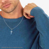 COLLANA CATENA FORZATINA DIAMANTATA CON CROCE BLU IN ACCIAIO