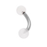 BODY PEARCING BANANA MM 20 CON PALLINE BIANCHE TRASPARENTI MM 5 IN ACCIAIO CHIRURGICO