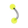 BODY PEARCING BANANA MM 20 CON PALLINE GIALLE FLUO MM 5 IN ACCIAIO CHIRURGICO