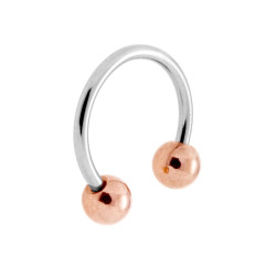 BODY PIERCING CIRCULAR BARBELL MM 12.5 CON PALLINE IN MM 4 GALVANICA ROSA IN ACCIAIO CHIRURGICO