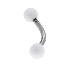 BODY PEARCING BANANA MM 21 CON PALLINE BIANCHE MM 5 IN ACCIAIO CHIRURGICO