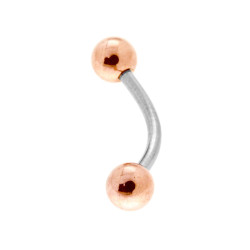 BODY PEARCING BANANA MM 18 CON PALLINE GALVANICA ROSA MM 4 IN ACCIAIO CHIRURGICO