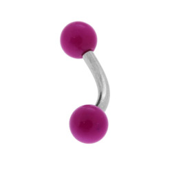 BODY PEARCING BANANA MM 20 CON PALLINE FUCSIA MM 5 IN ACCIAIO CHIRURGICO