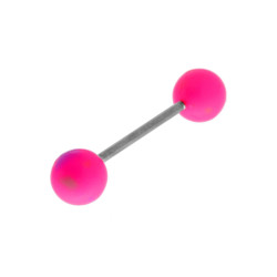 BODY PEARCING BARBELL MM 27 CON PALLINA MM 6 COLORE ROSA FLUO IN ACCIAIO CHIRURGICO