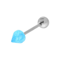 BODY PIERCING BARBELL MM 23 CON PALLINA MM 5 E SPIKE AZZURRO GLITTER IN ACCIAIO CHIRURGICO