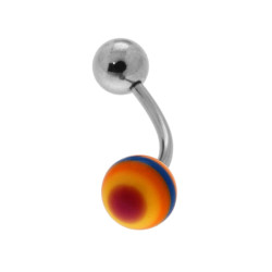 BODY PEARCING BANANA MM 20 CON PALLINE MULTICOLOR MM 5 E MM 6 IN ACCIAIO CHIRURGICO