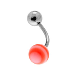 BODY PEARCING BANANA MM 20 CON PALLINE ARANCIONE MM 5 E MM 6 IN ACCIAIO CHIRURGICO