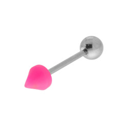 BODY PIERCING BARBELL MM 23 CON PALLINA MM 5 E SPIKE ROSA FLUO IN ACCIAIO CHIRURGICO
