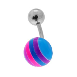 BODY PEARCING BANANA MM 20 CON PALLINE MULTICOLOR MM 5 E MM 8 IN ACCIAIO CHIRURGICO