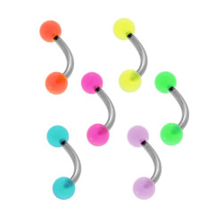 BODY PEARCING BANANA MM 20 CON PALLINE MULTICOLOR MM 5 IN ACCIAIO CHIRURGICO