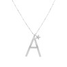 COLLANA LUNGA CATENA FORZATINA CON PALLINE CM 90 STELLA PLAIN E LETTERA INIZIALE IN ACCIAIO