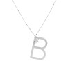COLLANA LUNGA CATENA FORZATINA CON PALLINE CM 90 STELLA PLAIN E LETTERA INIZIALE IN ACCIAIO