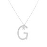 COLLANA LUNGA CATENA FORZATINA CON PALLINE CM 90 STELLA PLAIN E LETTERA INIZIALE IN ACCIAIO