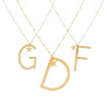 COLLANA LUNGA CATENA FORZATINA CON PALLINE CM 90 STELLA PLAIN E LETTERA INIZIALE GALVANICA ORO IN ACCIAIO