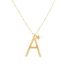 COLLANA LUNGA CATENA FORZATINA CON PALLINE CM 90 STELLA PLAIN E LETTERA INIZIALE GALVANICA ORO IN ACCIAIO