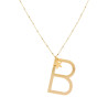 COLLANA LUNGA CATENA FORZATINA CON PALLINE CM 90 STELLA PLAIN E LETTERA INIZIALE GALVANICA ORO IN ACCIAIO