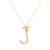 COLLANA LUNGA CATENA FORZATINA CON PALLINE CM 90 STELLA PLAIN E LETTERA INIZIALE GALVANICA ORO IN ACCIAIO