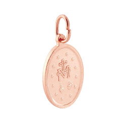 CIONDOLO MEDAGLIA OVALE MM 22 MADONNA MIRACOLOSA IN ARGENTO 925 GALVANICA ROSA