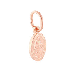 CIONDOLO MEDAGLIA OVALE CON MADONNA MIRACOLOSA MM 14 IN ARGENTO 925 GALVANICA ROSA