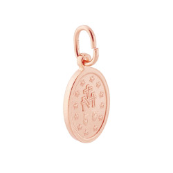 CIONDOLO MEDAGLIA OVALE MM 18 MADONNA MIRACOLOSA IN ARGENTO 925 GALVANICA ROSA