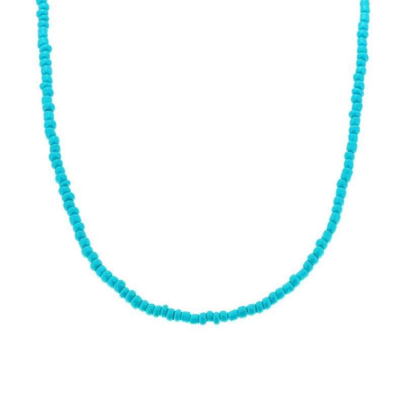 COLLANA CON PERLINE AZZURRO IN ARGENTO 925 GALVANICA ROSA