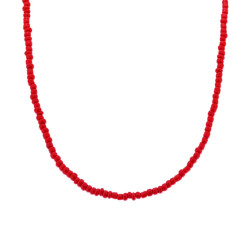 COLLANA CON PERLINE ROSSO CORALLO IN ARGENTO 925 GALVANICA ORO