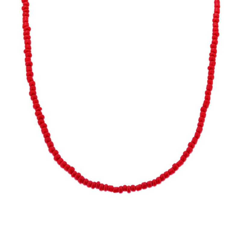 COLLANA CON PERLINE ROSSO CORALLO IN ARGENTO 925 GALVANICA ORO